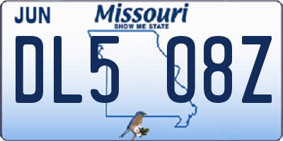 MO license plate DL5O8Z