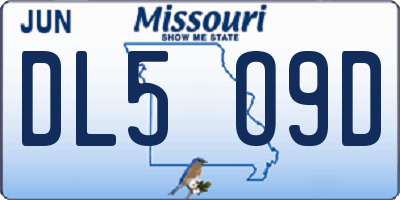 MO license plate DL5O9D
