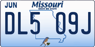 MO license plate DL5O9J