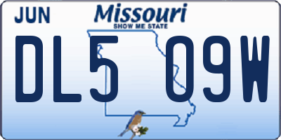 MO license plate DL5O9W