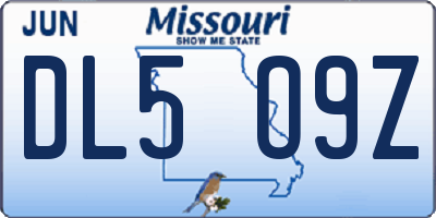 MO license plate DL5O9Z