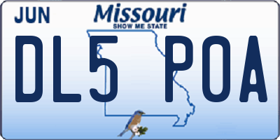 MO license plate DL5P0A