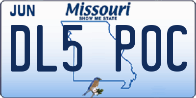 MO license plate DL5P0C