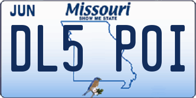MO license plate DL5P0I