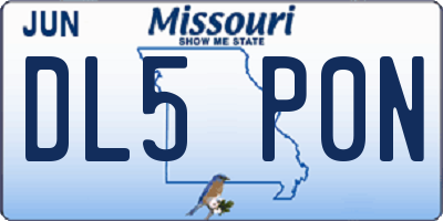 MO license plate DL5P0N