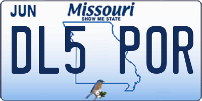 MO license plate DL5P0R