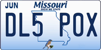 MO license plate DL5P0X