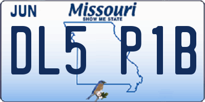 MO license plate DL5P1B