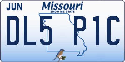 MO license plate DL5P1C
