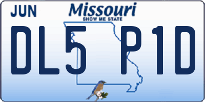 MO license plate DL5P1D