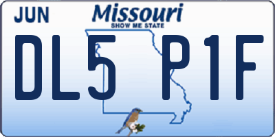 MO license plate DL5P1F