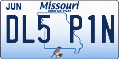 MO license plate DL5P1N