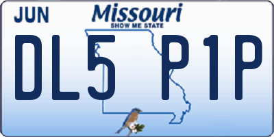 MO license plate DL5P1P