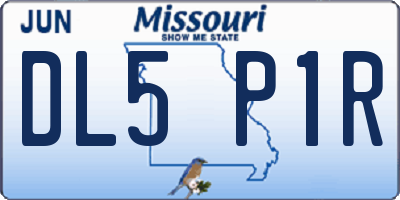 MO license plate DL5P1R