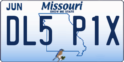 MO license plate DL5P1X
