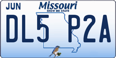 MO license plate DL5P2A