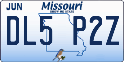 MO license plate DL5P2Z
