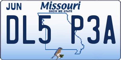MO license plate DL5P3A