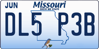 MO license plate DL5P3B