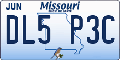 MO license plate DL5P3C