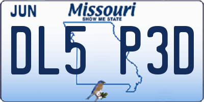 MO license plate DL5P3D