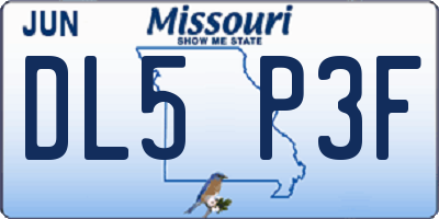 MO license plate DL5P3F