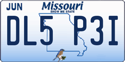MO license plate DL5P3I
