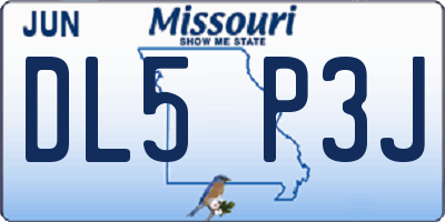 MO license plate DL5P3J
