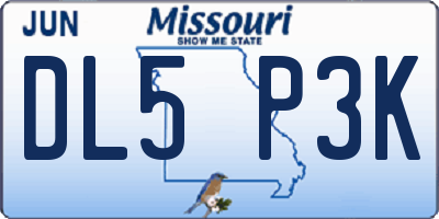 MO license plate DL5P3K