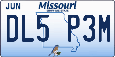 MO license plate DL5P3M
