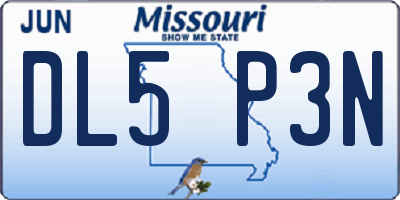 MO license plate DL5P3N