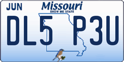 MO license plate DL5P3U