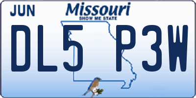 MO license plate DL5P3W