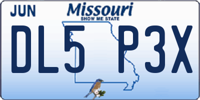 MO license plate DL5P3X