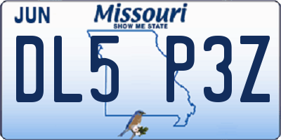 MO license plate DL5P3Z