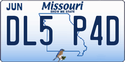 MO license plate DL5P4D