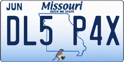 MO license plate DL5P4X