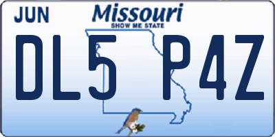 MO license plate DL5P4Z