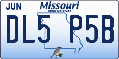 MO license plate DL5P5B