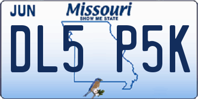 MO license plate DL5P5K