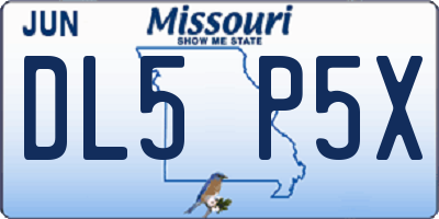 MO license plate DL5P5X