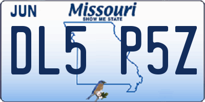 MO license plate DL5P5Z