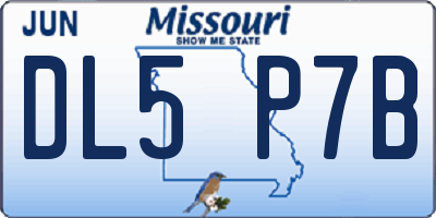 MO license plate DL5P7B