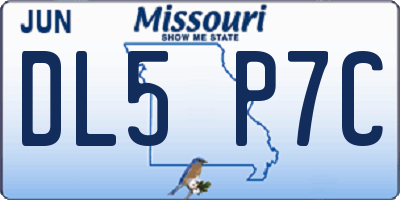 MO license plate DL5P7C