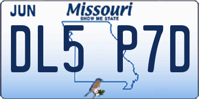 MO license plate DL5P7D