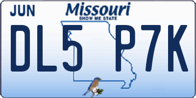 MO license plate DL5P7K