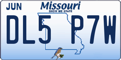 MO license plate DL5P7W