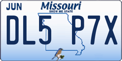 MO license plate DL5P7X