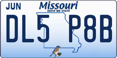 MO license plate DL5P8B