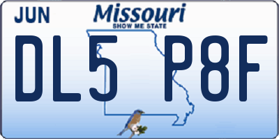 MO license plate DL5P8F